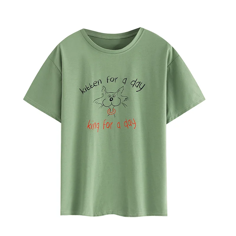 Женская свободная футболка из хлопка летние топы для студентов Корейская