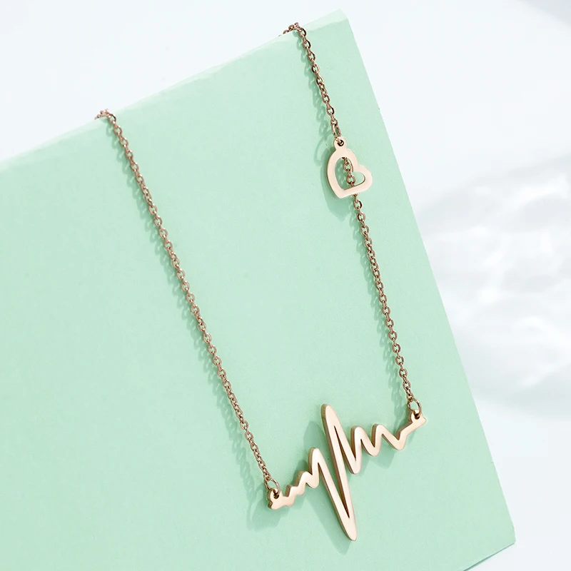 

Hot 316L Stainless steel stethoscope heartbeat necklace Women girl necklace Pendants and pendant medical nurse doctor lover gift