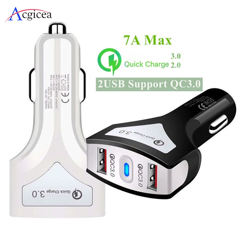 Автомобильное зарядное устройство с двумя портами USB Quick Charge 4,0 3,0 Для iPhone 11 Pro Max QC3.0, автомобильное зарядное устройство для быстрой зарядки, автомобильное зарядное устройство для мобильного телефона
