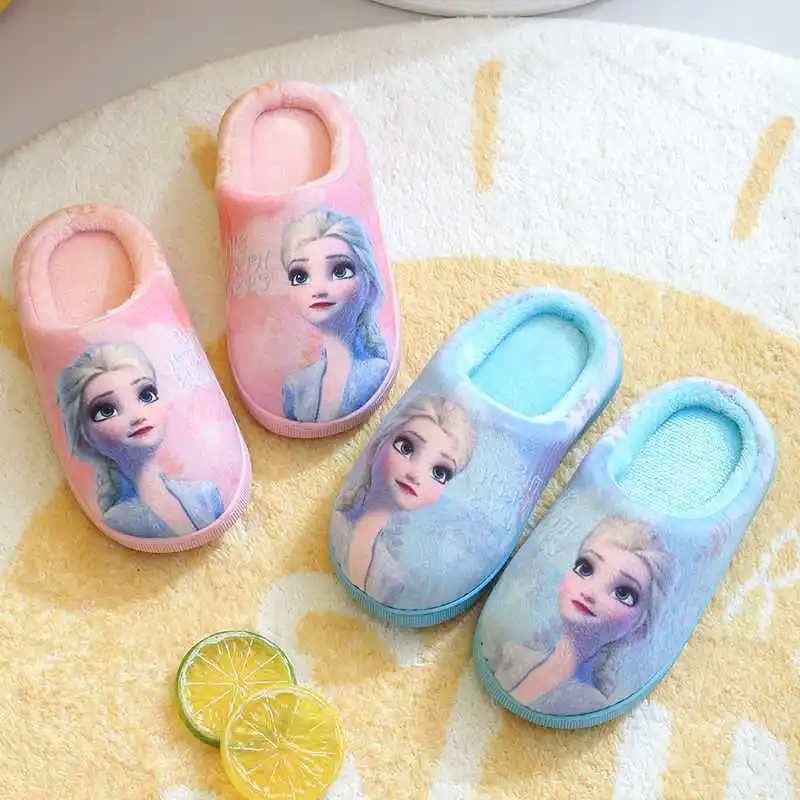 

Disney children's cotton slippers winter girls cartoon home indoor boys slippers non-slip warm baby cotton shoes