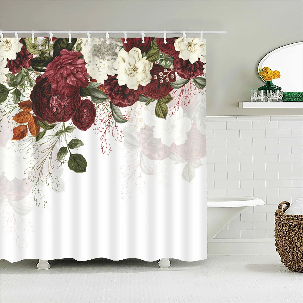 

Waterproof Shower Curtains Flowers Birds 3d Bathroom Curtains With Hooks Home Decoration 180*240cm Printing Washable Bath Screen