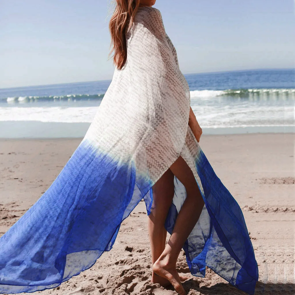 Градиентный элегантный купальник для женщин шифоновый свободный пляжный костюм