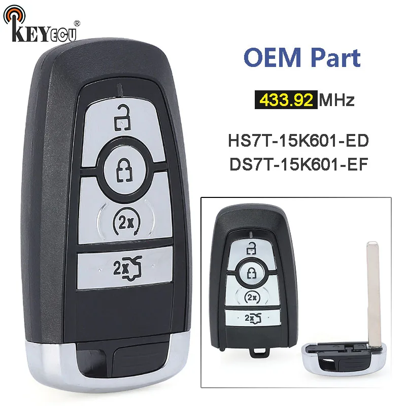 

KEYECU 433.92MHz HS7T-15K601-ED/ DS7T-15K601-EF 4 Button OEM Parts CN018093 Smart Remote Key Fob for Ford Fusion Edge Explorer