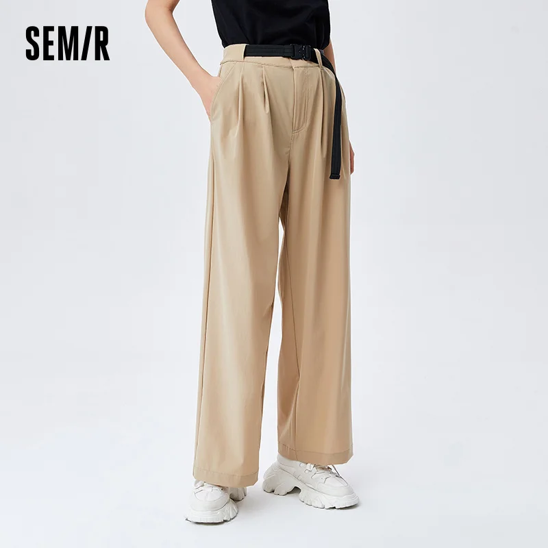 SEMIR Casual Trousers Women Solid Basic Loose Wide-Leg Pants 2021 Summer New Elastic Commuter Easy-To-Fit Pants