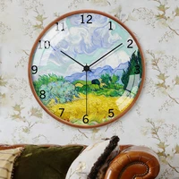 nordic romantic starry sky flower painting clock living room coffee shop retro design silent art wall watch home decor 12 inch