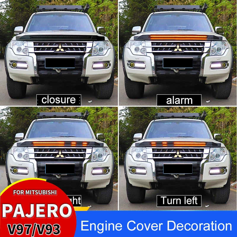 Для Mitsubishi Pajero Hood Trim Flow Light V97 V93 V87 Защита крышки двигателя Перегородка внешняя