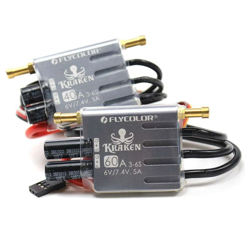 

FLYCOLOR Kraken Series водонепроницаемый бесщеточный ESC 3-6S 6V/7,4 V 5A BEC/система водяного охлаждения для модели корабля RC лодки