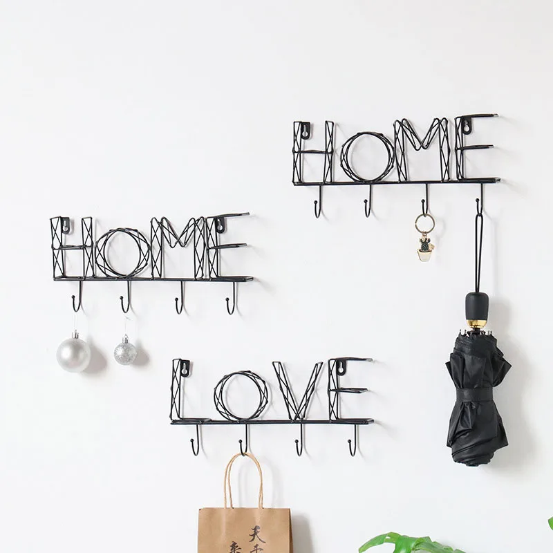 

Настенная вешалка в нордическом стиле с 4 крючками, металлическая Кованая Вешалка для одежды, за дверью, держатель для сумок, шарфов, Полка д...