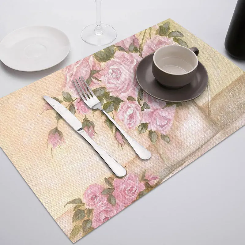 PC1984 Fuwatacchi Coffee Place Mat Linen Ramadan Dining Table Placemat Tableware Fiber Pad Coaster Eid Party Supplies Table Placemats - Цвет: PC1984