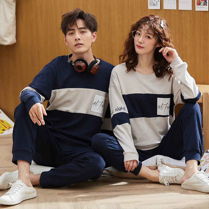 

Women Pajama Sets Brand couple pajamas women's long-sleeved cotton spring men's plus size autumn winter cotton home service suit