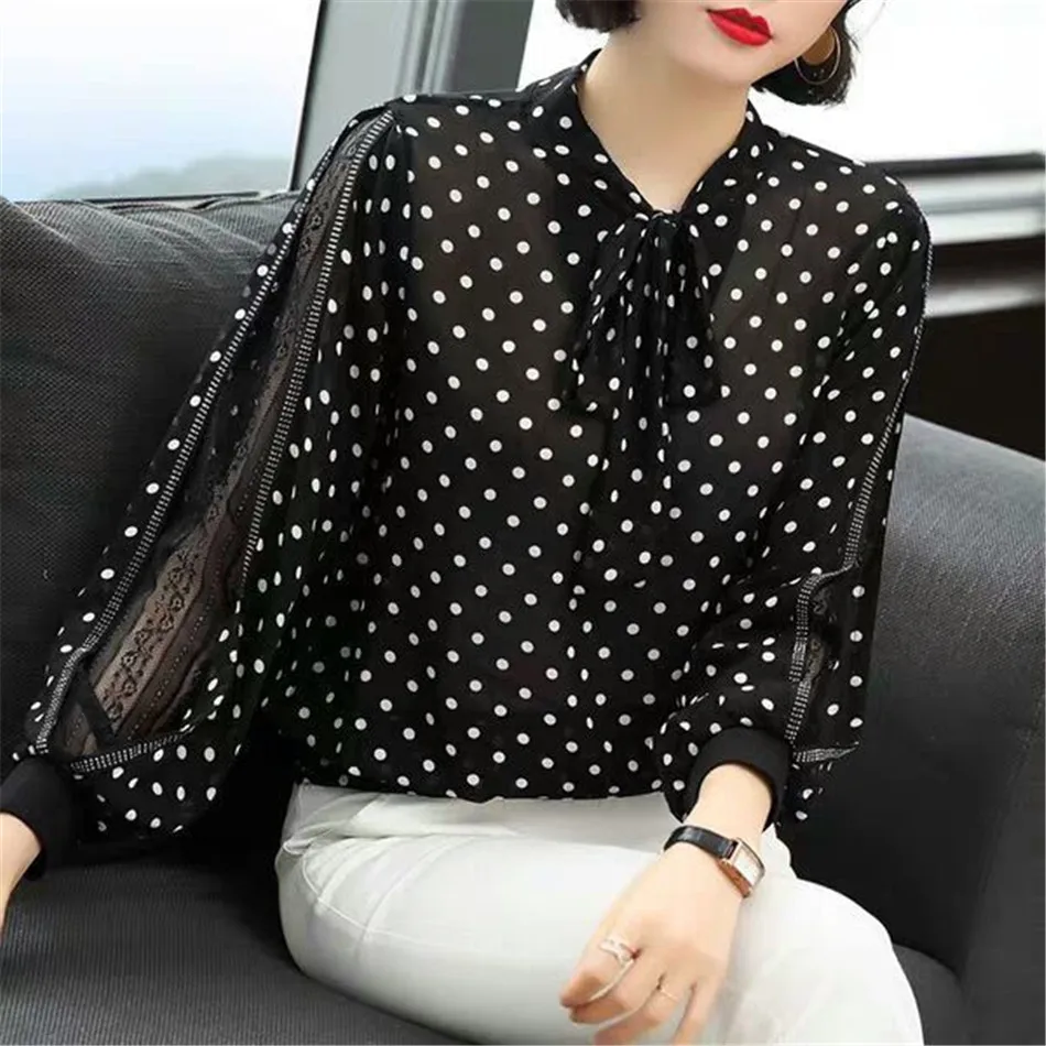 

Women Shirts Spring Autumn Scarf Collar Leopard Print Splice Blouses Bow-Knot Long Sleeve Casual Femme Blusas Tops MM1318