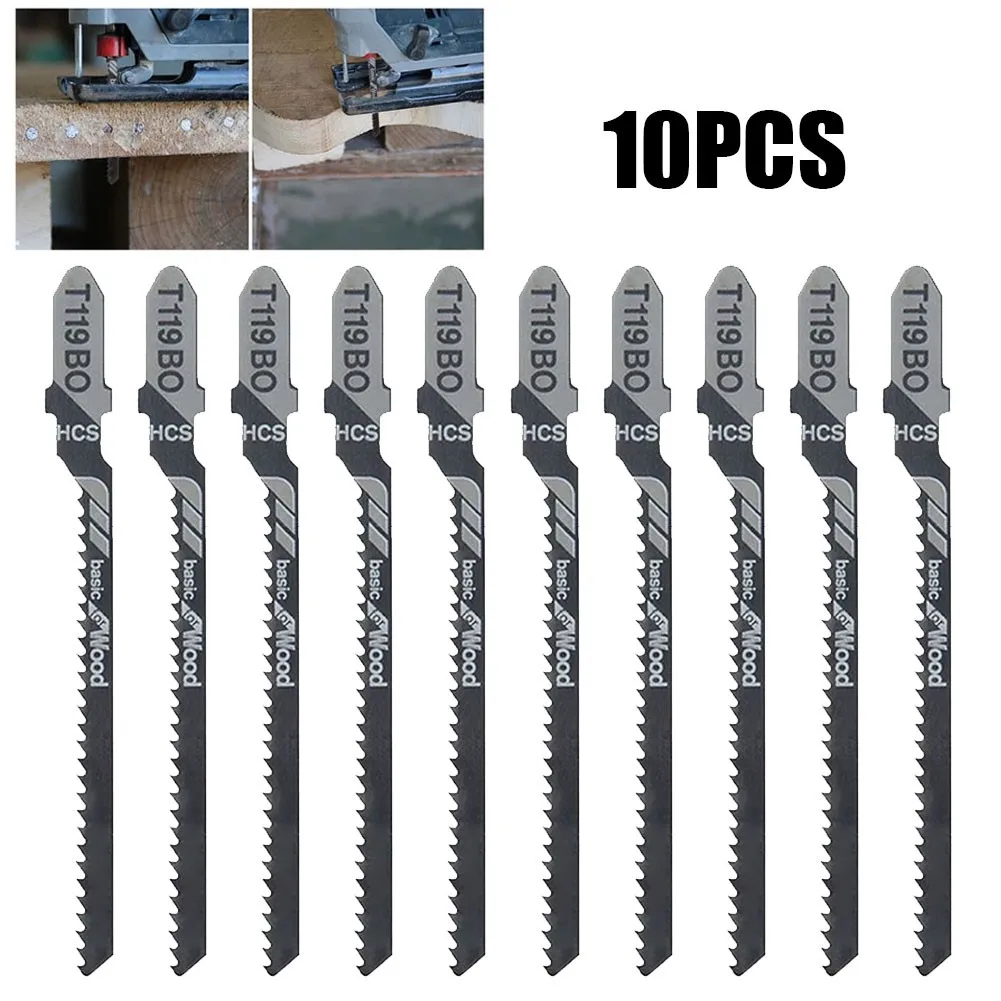 

10pcs T119BO Jig Saw Blade T-shank Jigsaw Blades Set Metal Wood Assorted Blades For Wood Plastic Woodworking Cutting Power Tool