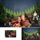 Фон для фотосъемки зима Рождество страна чудес Лес сосна дерево Санта-Клаус игрушки Новорожденный ребенок детский фон фотостудия