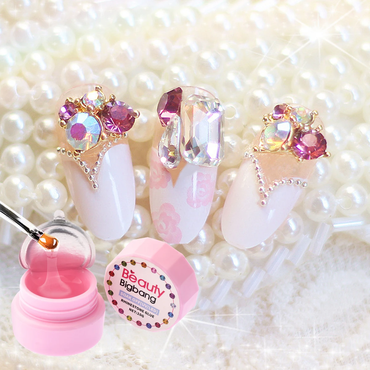 Суперлипкий клей Beautybigbang10g гель для ногтей УФ-гель стразы дизайна металлические