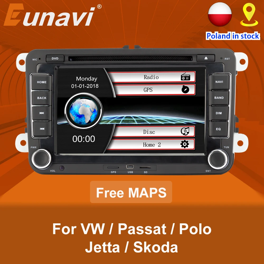 Автомобильный dvd плеер Eunavi 2 Din для VW GOLF POLO JETTA MK5 MK6 PASSAT B6 SKODA TOURAN с 3G USB GPS BT IPOD FM RDS mirror