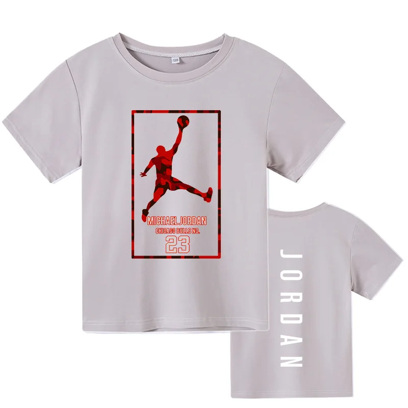 

Boys and girls T-shirt 14 years old summer comfortable round neck 100% cotton print sports star (Jordan) sweat shirt girl T-shir