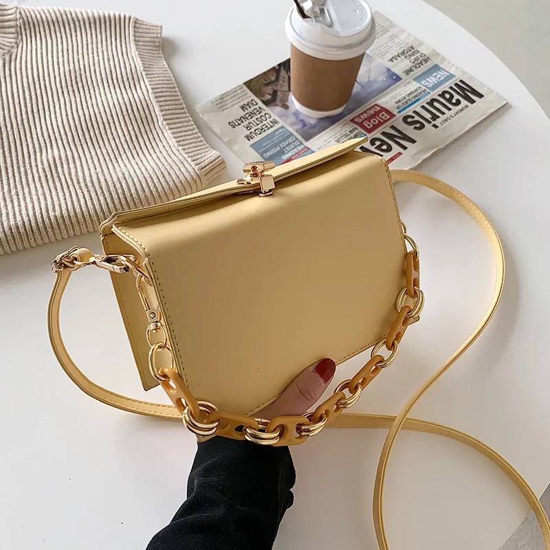 

Solid Color Square Tote Bag 2021 Fashion New High Quality Leather Women's Designer Handbag Vintage Shoulder Messenger Bags сумки