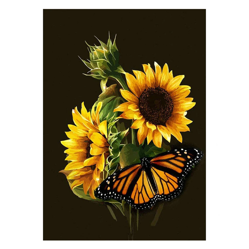 

DIY Butterfly Sunflower Diamond Embroidery Cross Stitch Kit 5D Full Round Diamond Art Painting by Numbers Mosaic Crafts Cuadros