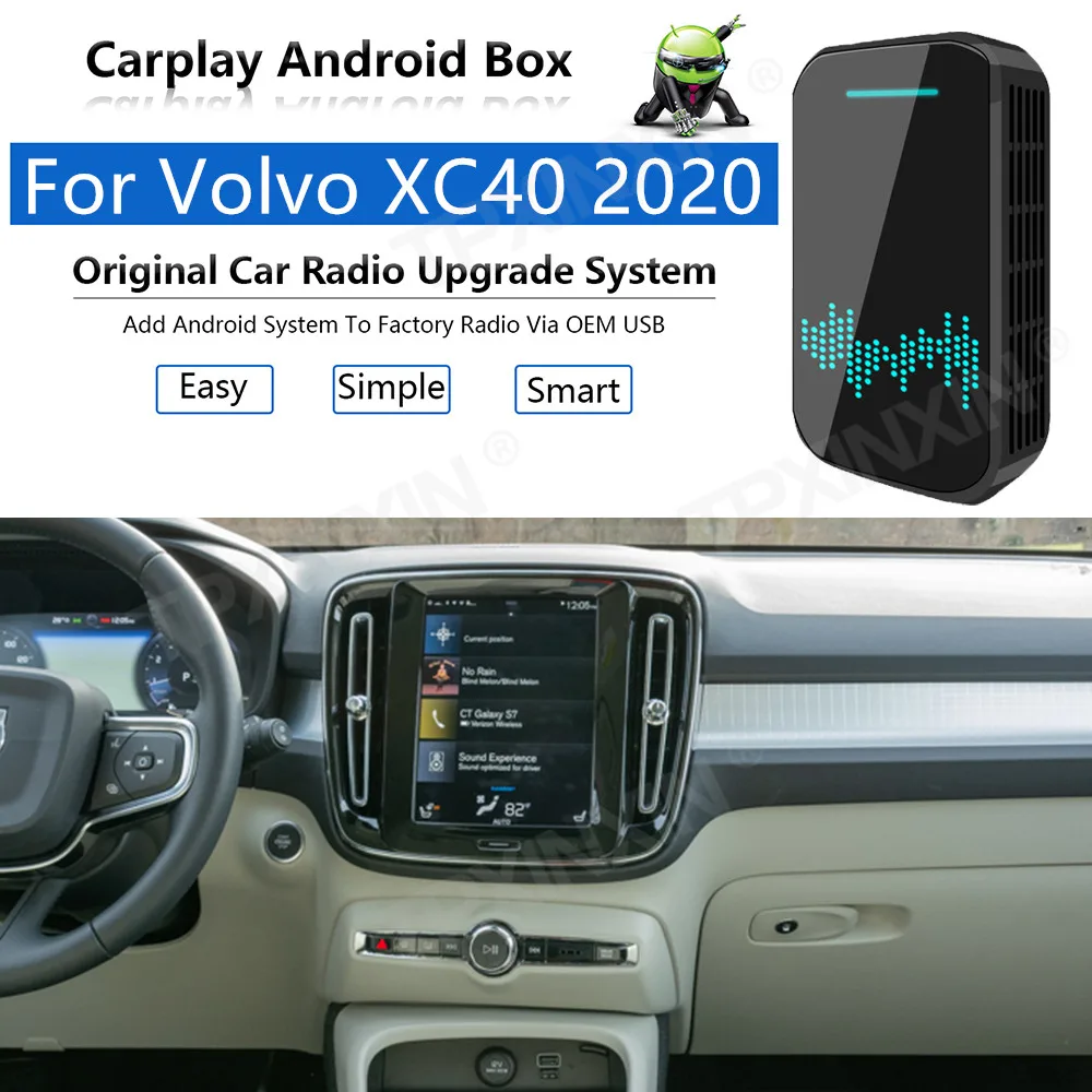 

Radio Upgrade Carplay Android Auto Audio For Volvo XC40 2020 Apple Wireless AI Box Car Multimedia Player GPS Navi