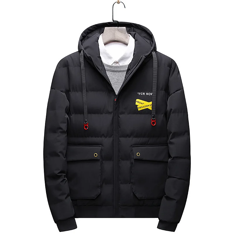 Winter Men's Even Cotton Cap Trend Solid Color Thickening Cotton-padded Clothes Male Leisure Time Youth Loose Coat Cotton-padded