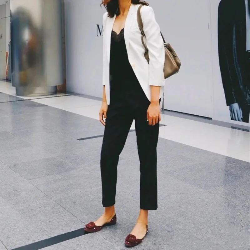 

One Button Blazer Women Blazer Long Sleeve Solid Color OL Jacket 2020 Early Autumn