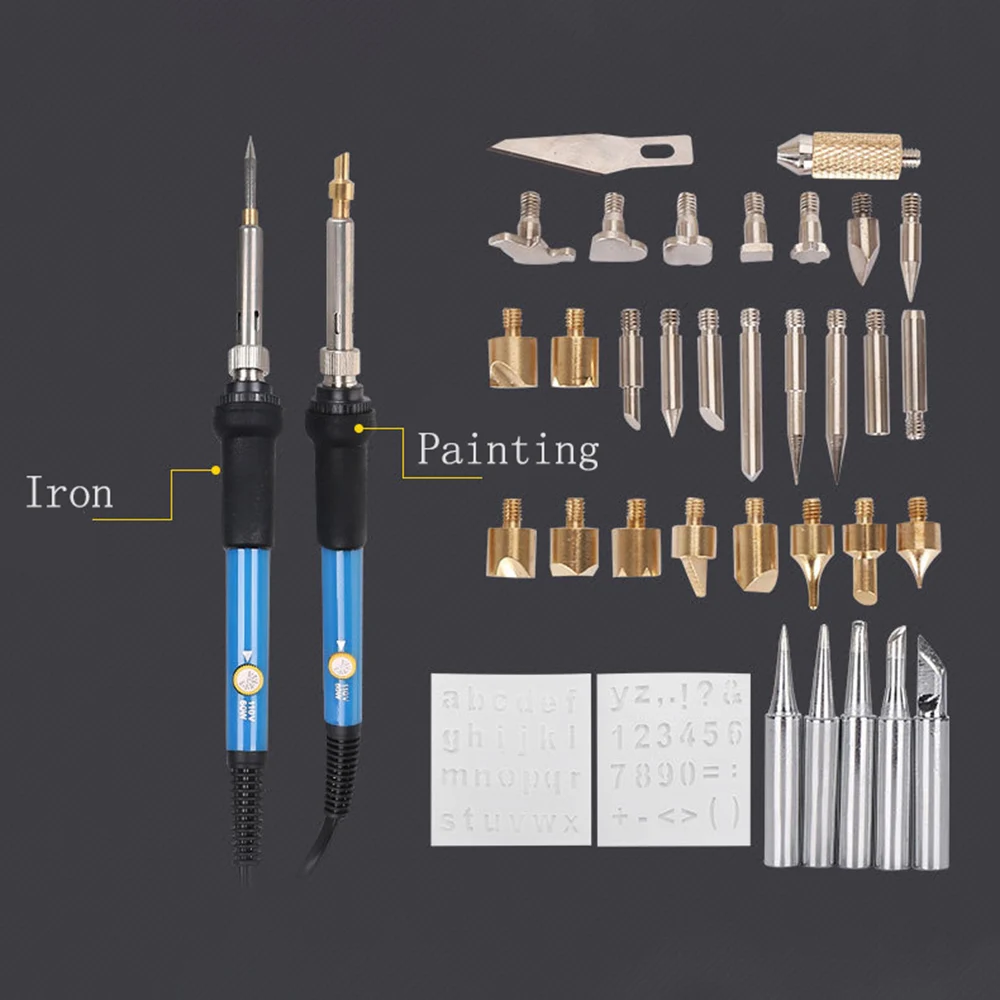 

35PCS Portable Carving Pyrography Tool 220V 110V Multi-Function Internal Heating Tempreture Adjuatable Electric Soldering Iron