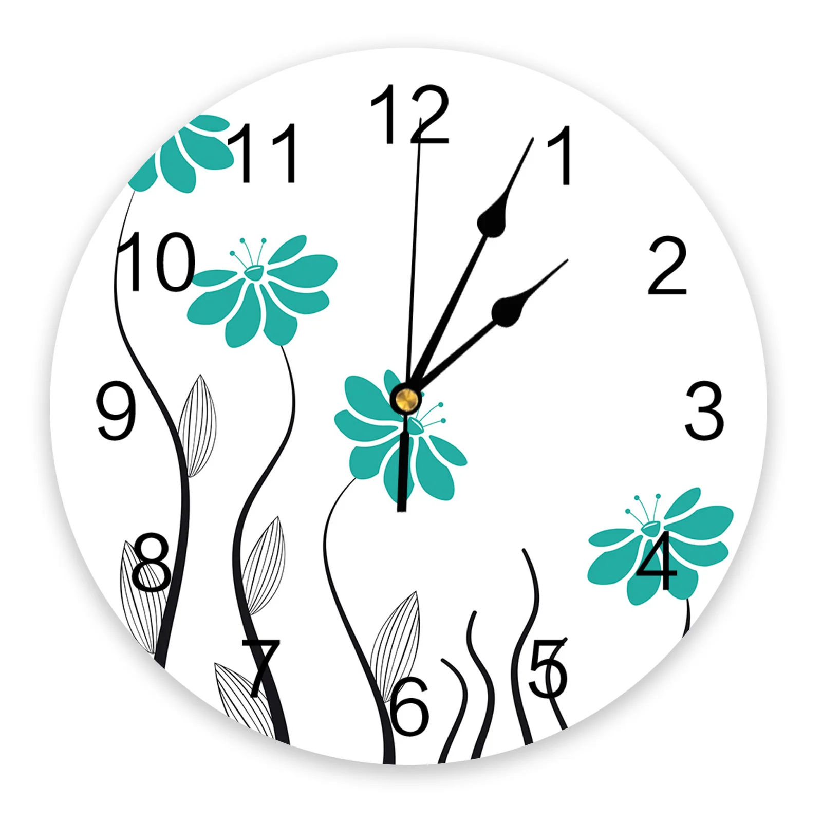 

Water Color Flower Line Plant Digital Wall Clock Modern Design Home Decor Clock Wall for Living Room Wall Decor