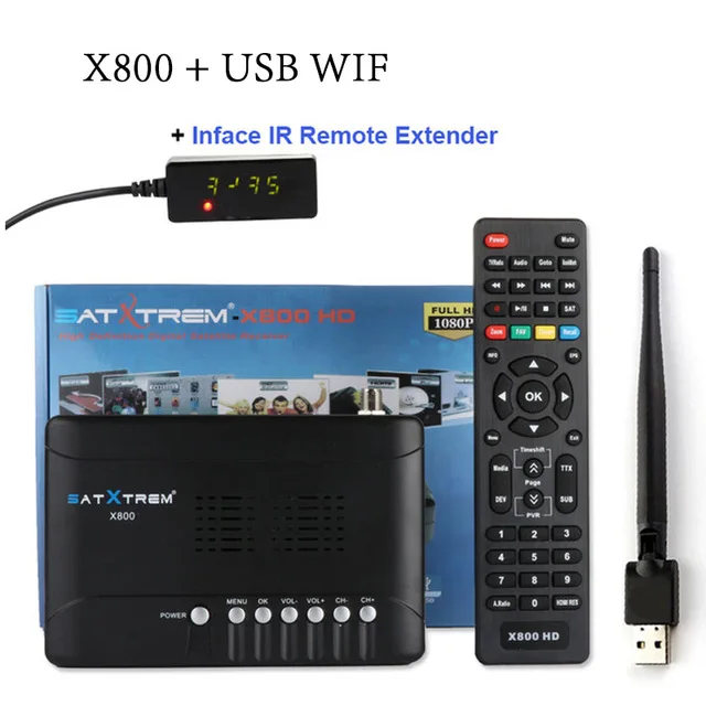 Satxtrem X800 DVB-S2 MPEG4 Индия приемник спутникового сигнала HD ТВ тюнер DVB-S2 поддержка CLINES PowerVu WiFi AC3 ТВ Декодер - Цвет: x800 n usb wifi n ir