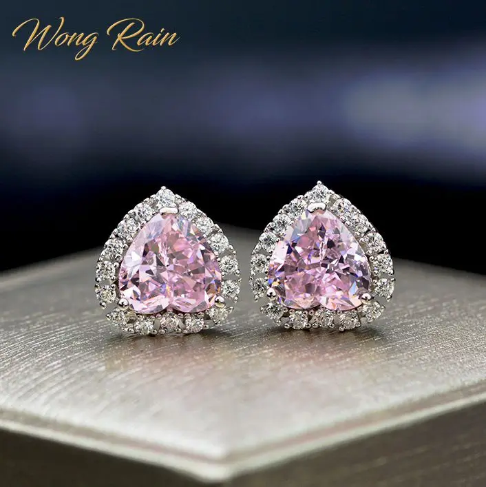 Серьги гвоздики для ушей Wong Rain 100% Серебро 5 карат серьги из сапфирового