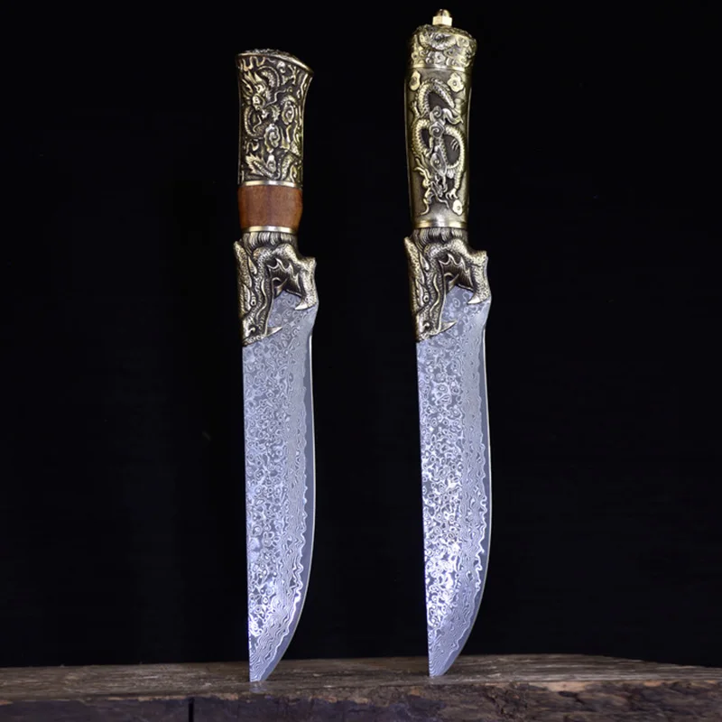 

Кухонные ножи ручной работы из дамасской стали, 67 слоев