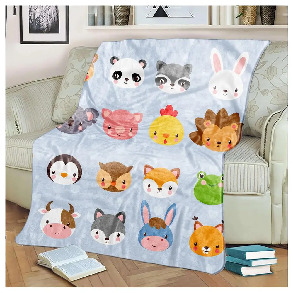 Online Divertente Simpatico Cartone Animato Animali Flanella Coperte Da Tiro Coperta In Pile A Doppia Faccia