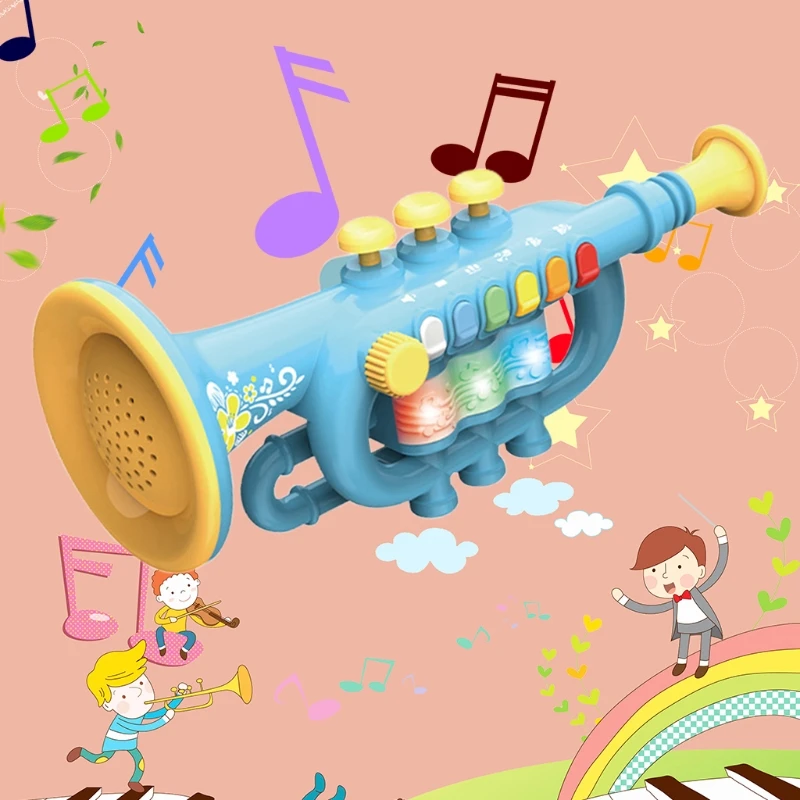 

Trumpet Instrument Musical Toy, Children Simulation Trumpet Early Educational Musical Instrument Toys with Music Light