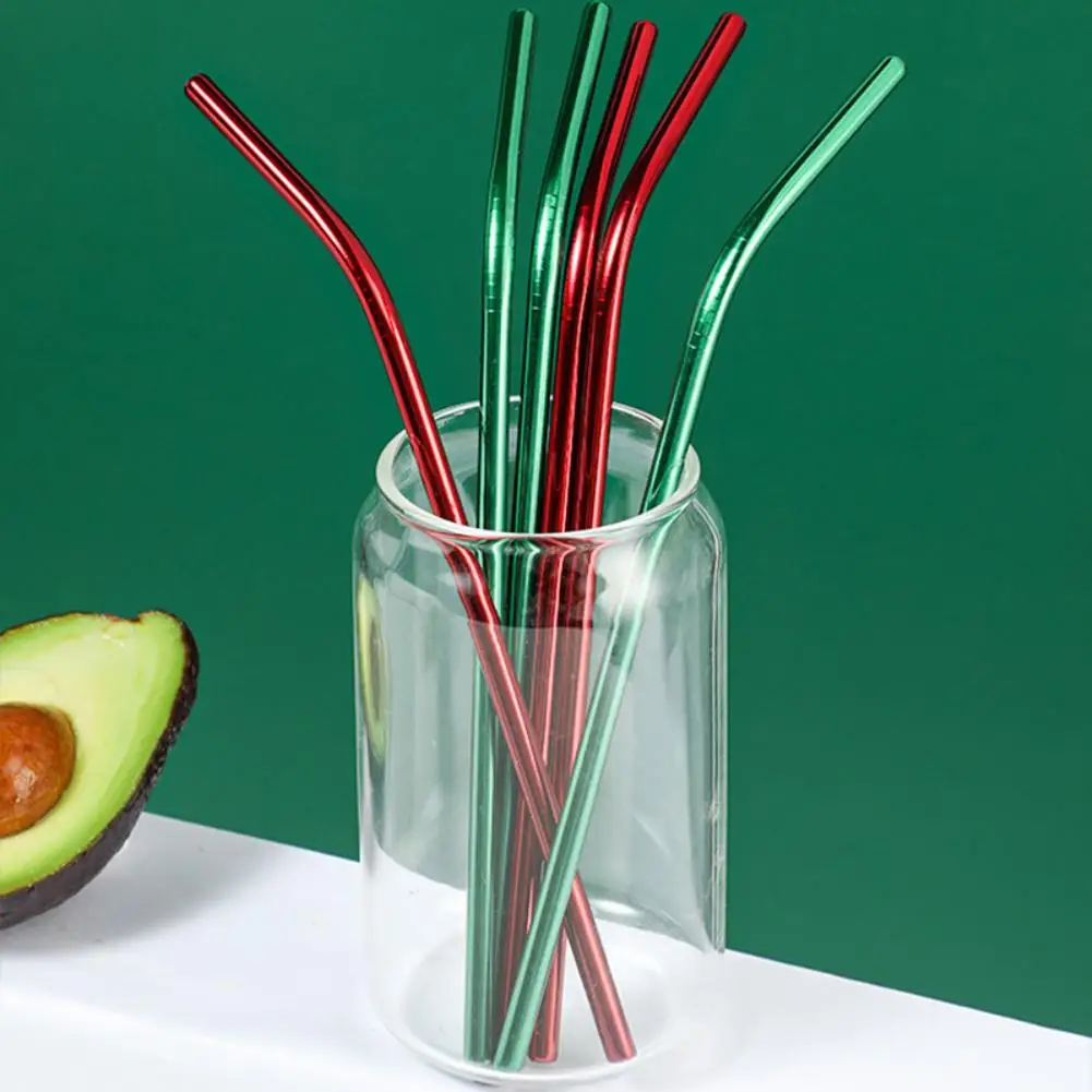 

2/4PC Colorful Reusable Metal Straws Set With Cleaner Brush Stainless Steel Drinking Straw Milk Drinkware Bar Party Accessories