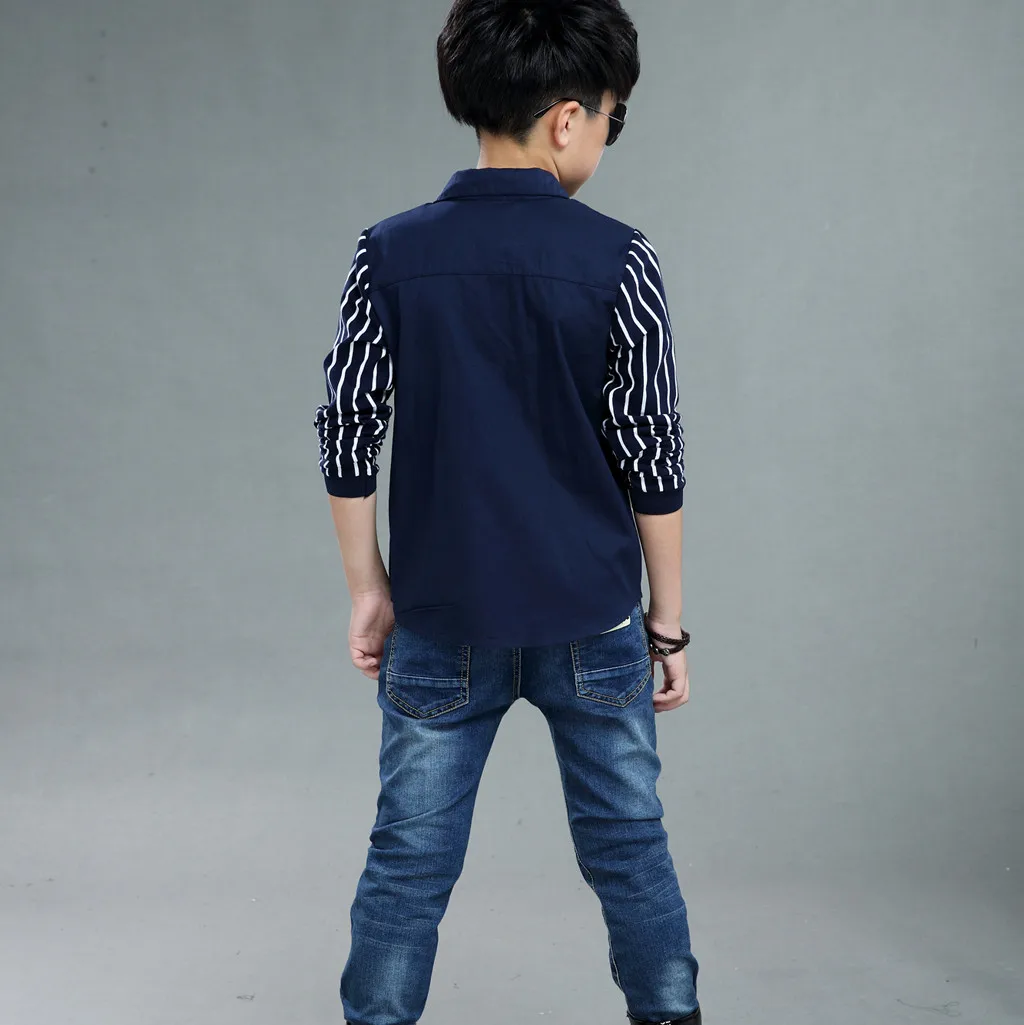 Детские топы MUQGEW рубашка джентльмена в полоску с длинным рукавом одежда отложным