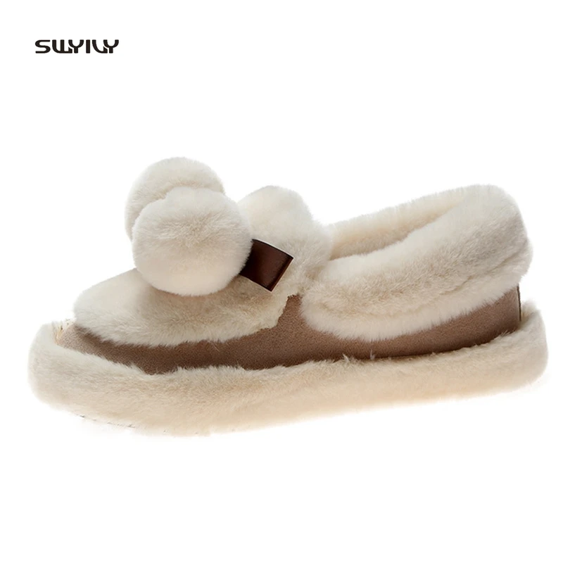 Ботильоны женские зимние теплые ботинки для снежной погоды на платформе женская