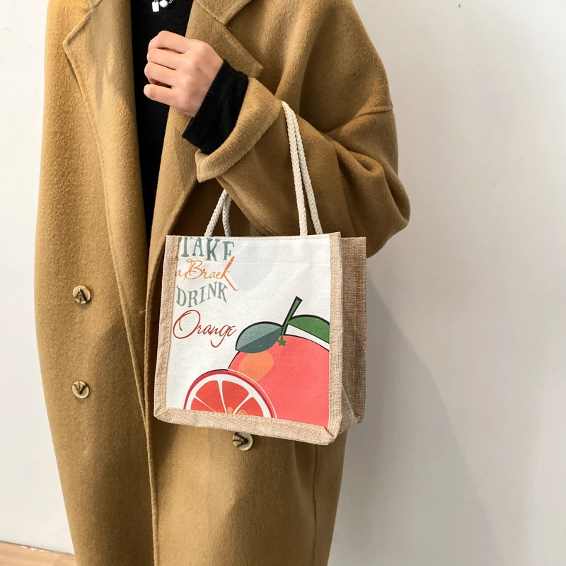 

Handheld Canvas Bag Women's Fashion Commuter Handbag Large Capacity Portable Sundries Bag