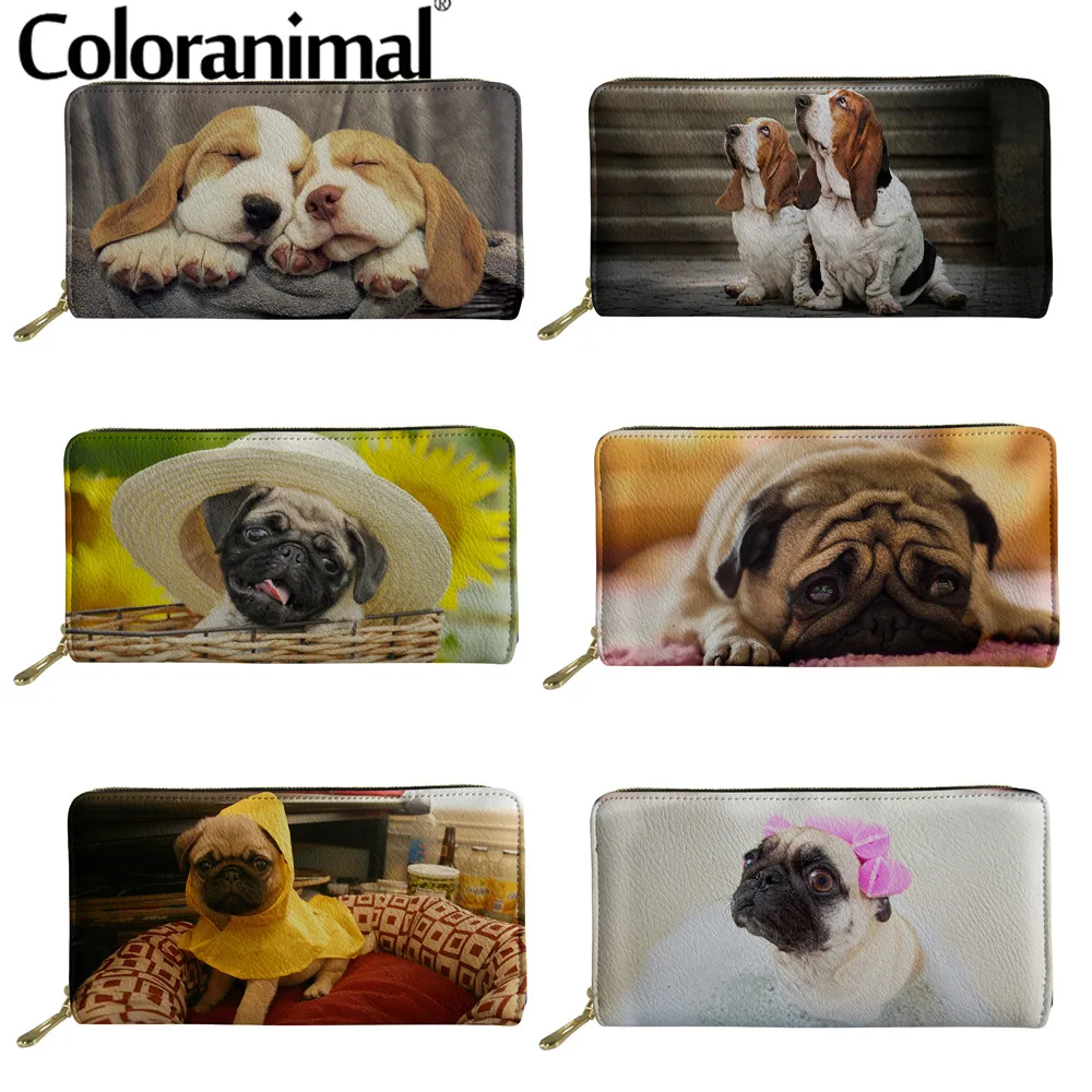 Кошелек Coloranimal для женщин с изображением милого мопса красочные дизайнерские