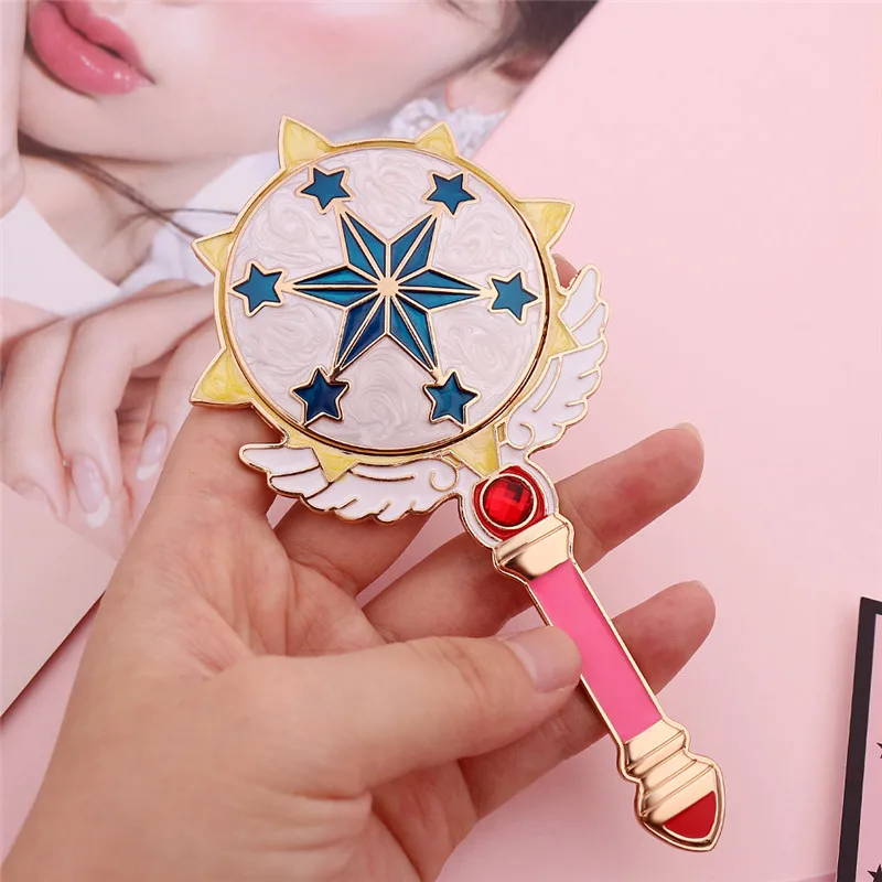 Мультяшное Cardcaptor Sakura симпатичное зеркало для макияжа, косметическое металлическое высококачественное зеркало для макияжа, ручное крепление, зеркала для путешествий, для поклонников девушек и девушек