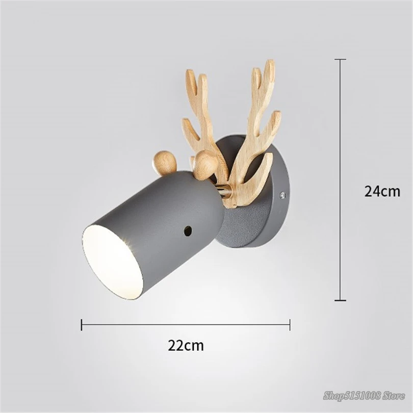 

Nordic Wood Deer Wall Sconce Led Wall Lamps for Bedroom Bedside Lamp Modern Antlers Light Fixtures Home Art Deco Luminaire E27