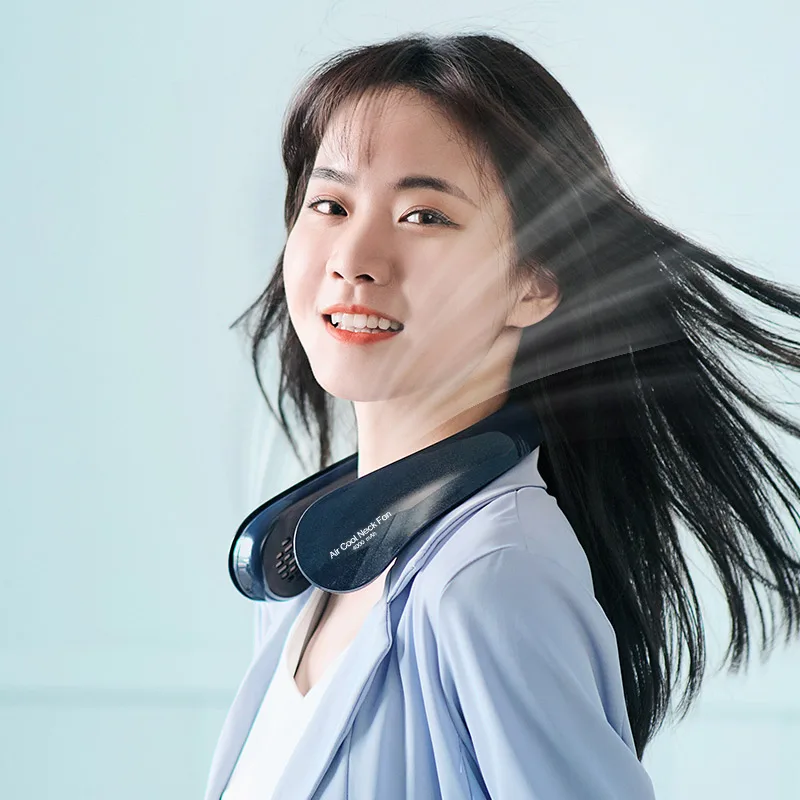 

Mini Neck Fan Wireless 4000mAh USB Rechargeable Portable Neckband Fan Bladeless Hanging Neck Cooling Fan 4 Motors For Outdoor