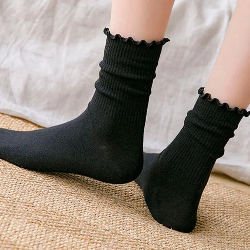 

Spring and Summer Ins Tide Korean and Japanese Jk Pile Socks Wood Ear Socks Female Stockings solid color Cute Socks