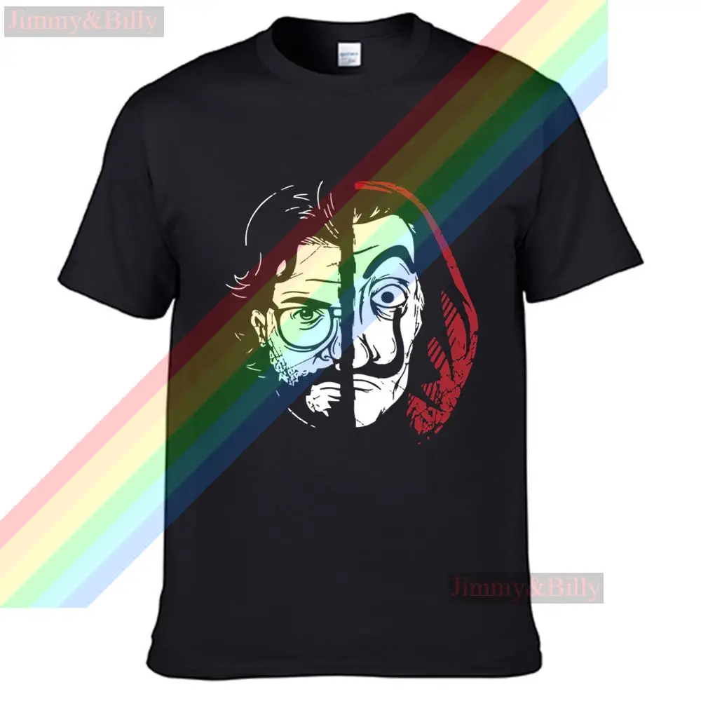 

La Casa De Papel Profesor Mask Male Men Women Summer 100% Cotton Black Tees Male Newest Top Popular Normal Tee Shirts Unisex