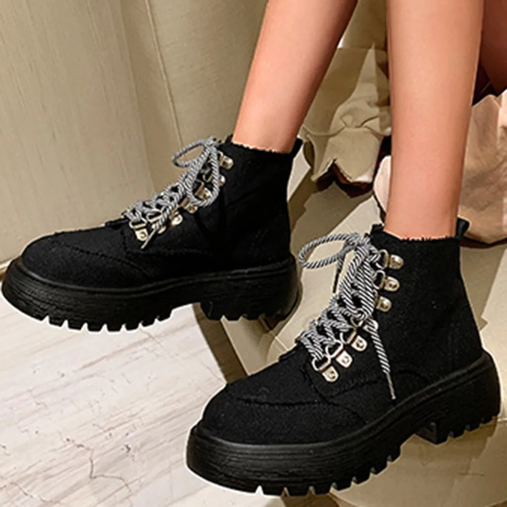 Женские ботинки в стиле милитари готическая обувь панк зимние женские тканевые