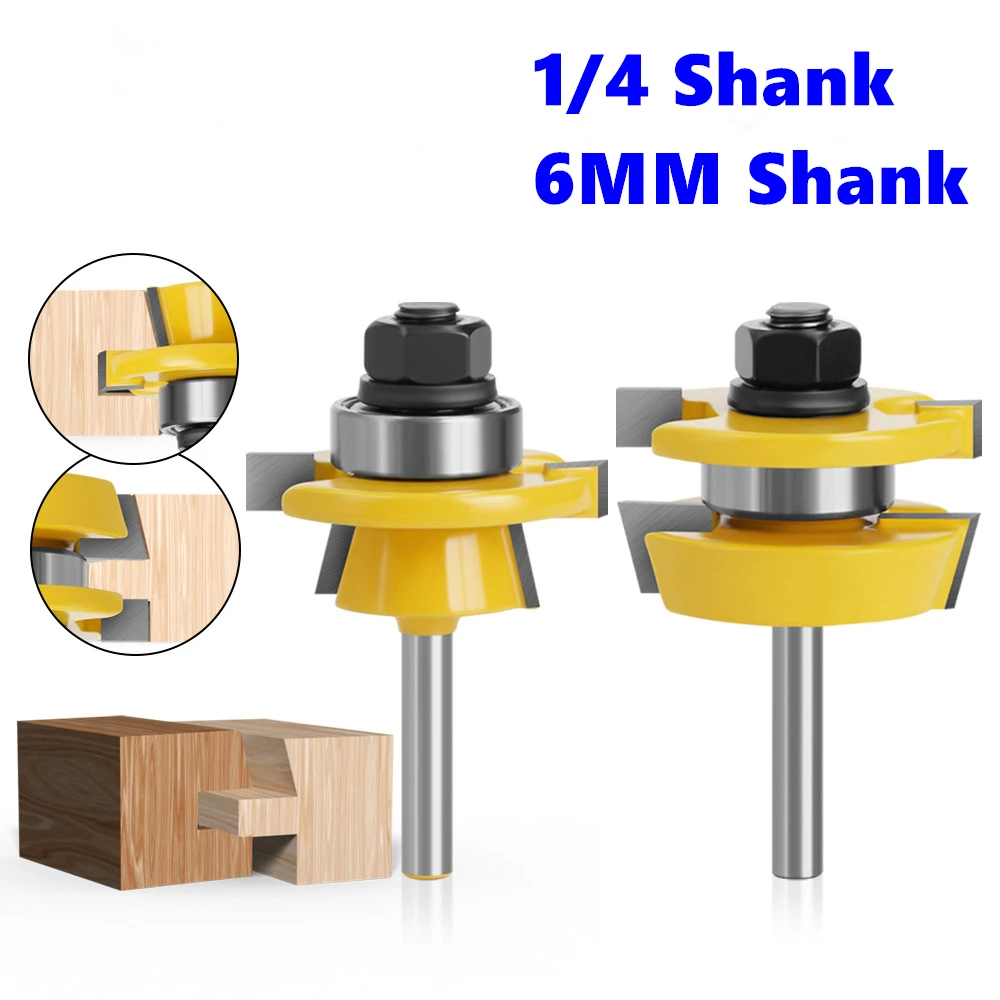 

2pcs 6mm 6.35mm Shank Stile & Rail Set-Ogee Router Bit Set Tenon Woodworking Milling Cutter Tungsten Carbide Cutters for Wood