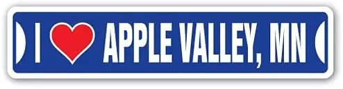 

Metal Signs,Road Street Sign,Thick Tinplate Print Poster,I LOVE APPLE VALLEY MINNESOTA mn city state us wall road metal sign