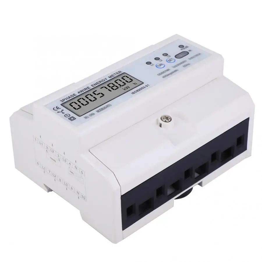 3 фазы 4 провода цифровой ЖК дисплей кВтч метр din рейку ваттметр Электрический