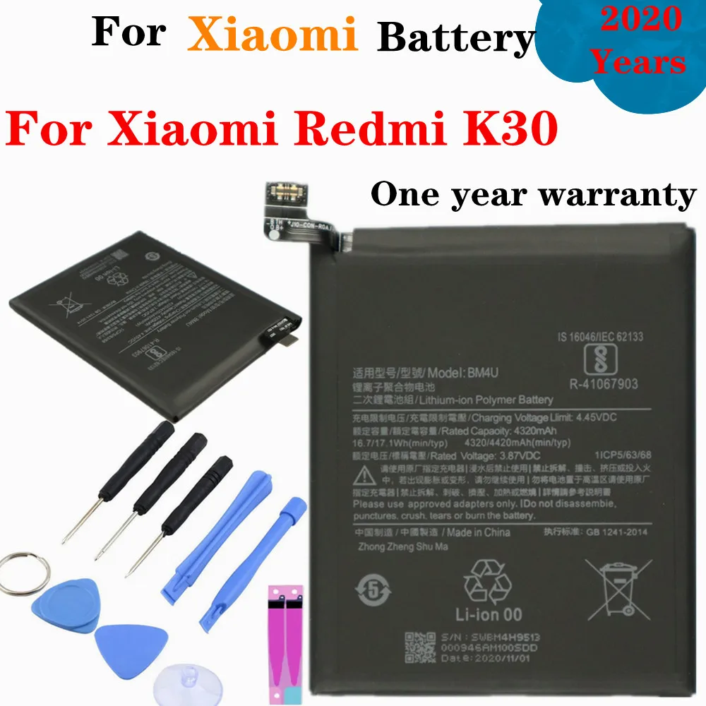 

2020 лет 4420 мА/ч, BM4U батарея для Xiaomi Redmi K30 высшего Версия Мобильный телефон батарея Замена высокого качества
