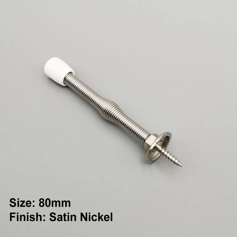Satin Nickel 80mm Пружинные дверные упоры, гибкий настенный плинтус пружинный ограничитель открывания двери - Цвет: Satin Nickel 80mm
