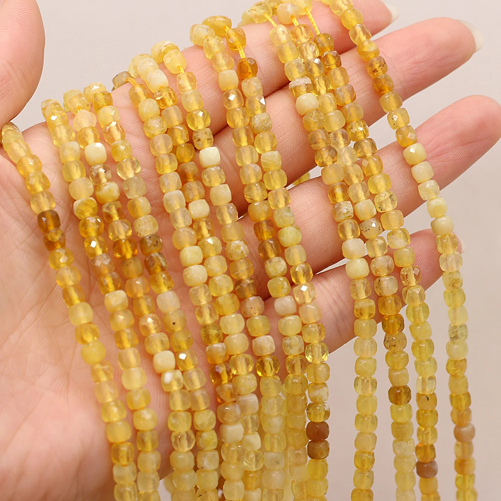 

yachu Pure Natural Stone Semi-precious Stones with Irregular Faceted Square Beads for Making Necklace Bracelet Size 4x4mm Gift