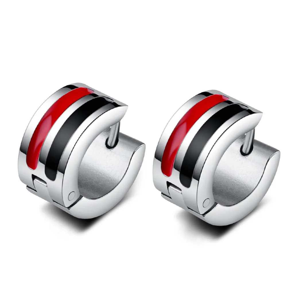 Серьги кольца унисекс из нержавеющей стали белые синие красные черные